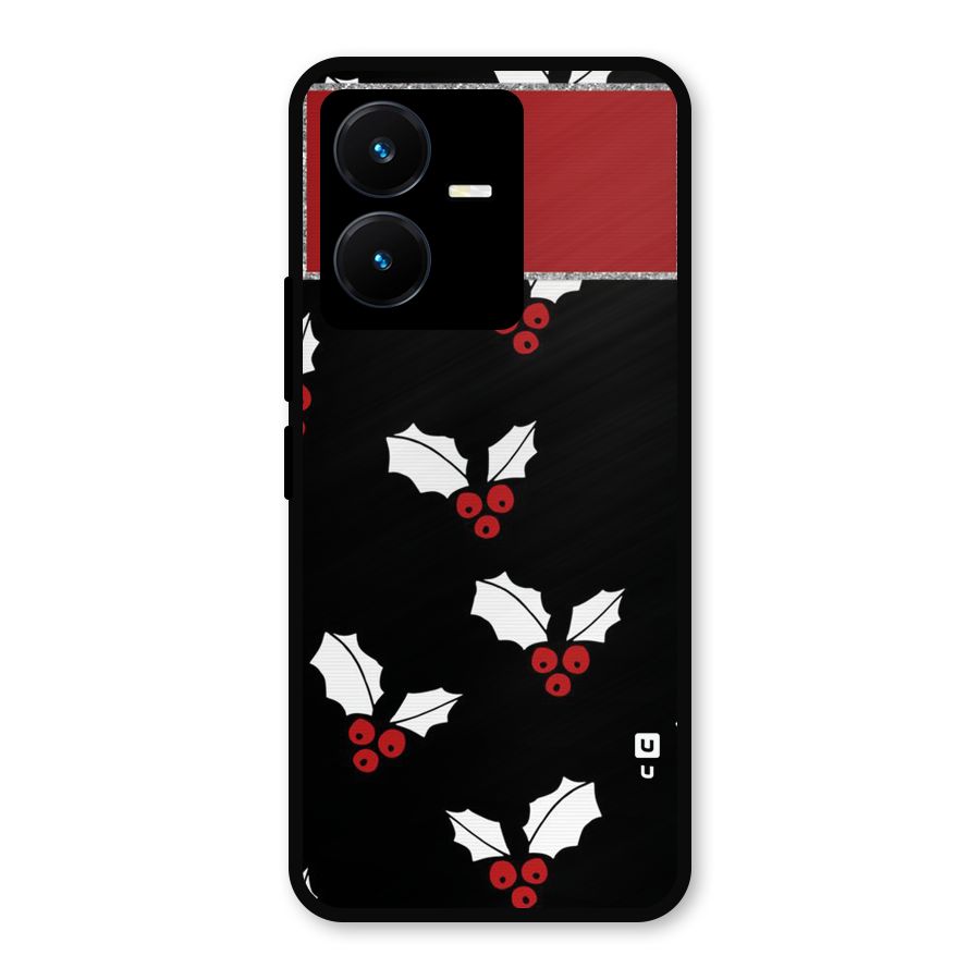 Cherry Leaf Design Metal Back Case for Vivo Y22