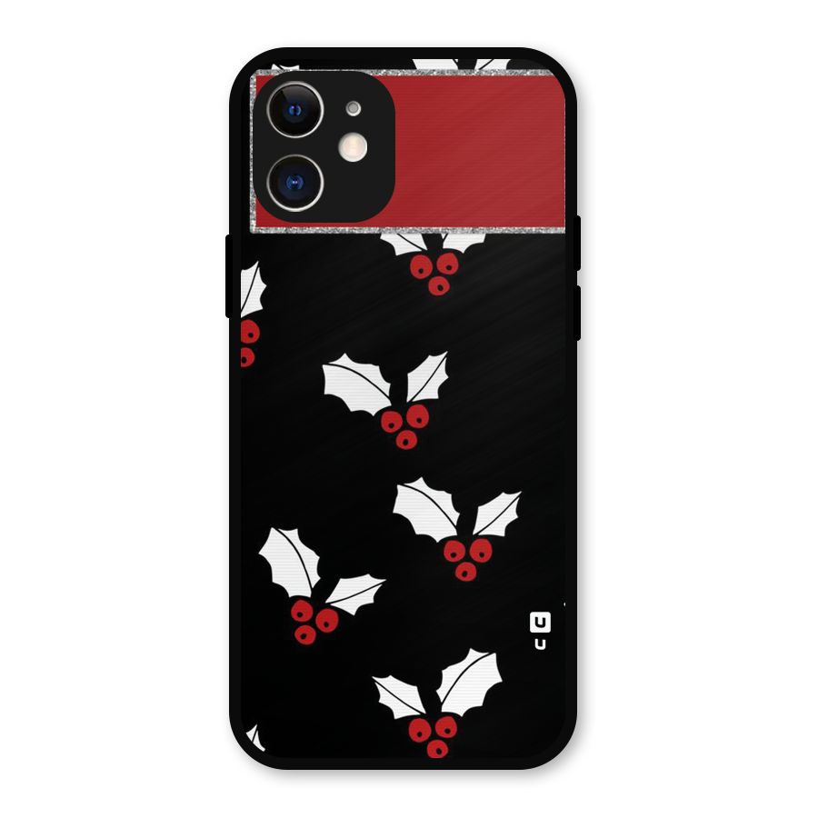 Cherry Leaf Design Metal Back Case for iPhone 12