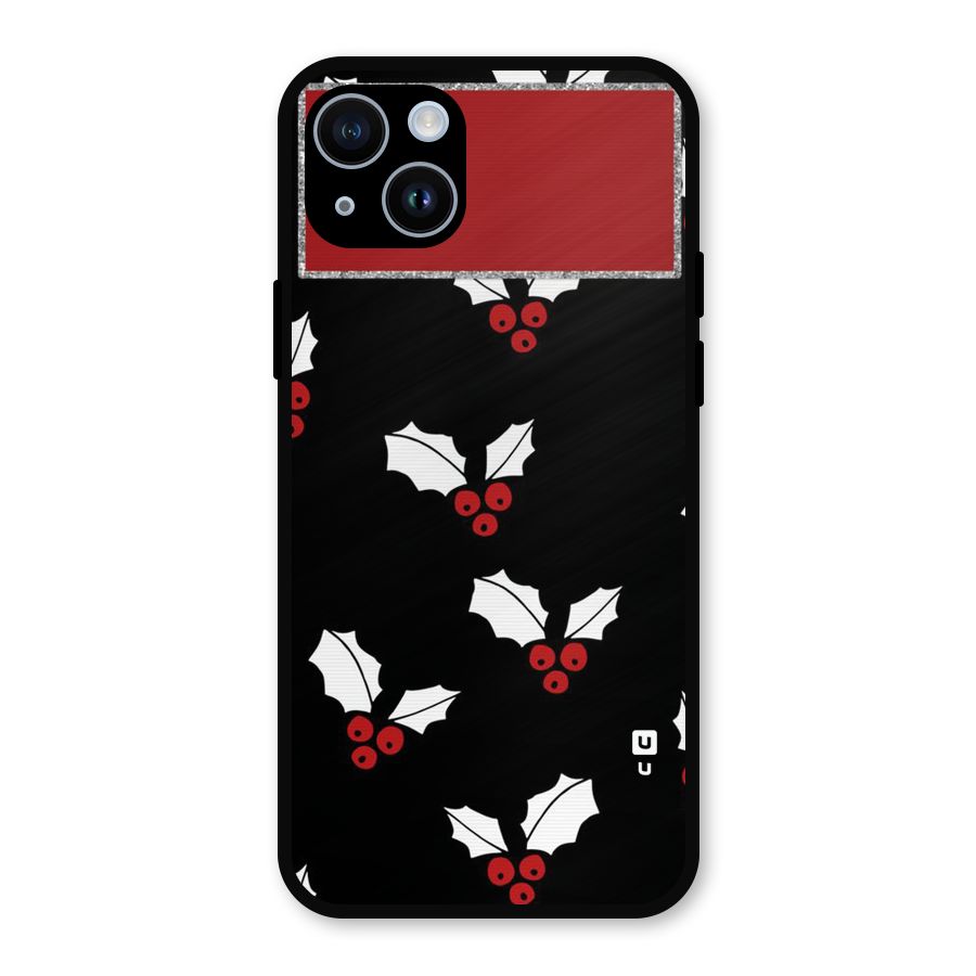 Cherry Leaf Design Metal Back Case for iPhone 14
