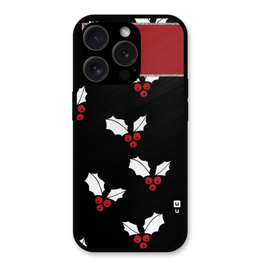 Cherry Leaf Design Metal Back Case for iPhone 15 Pro