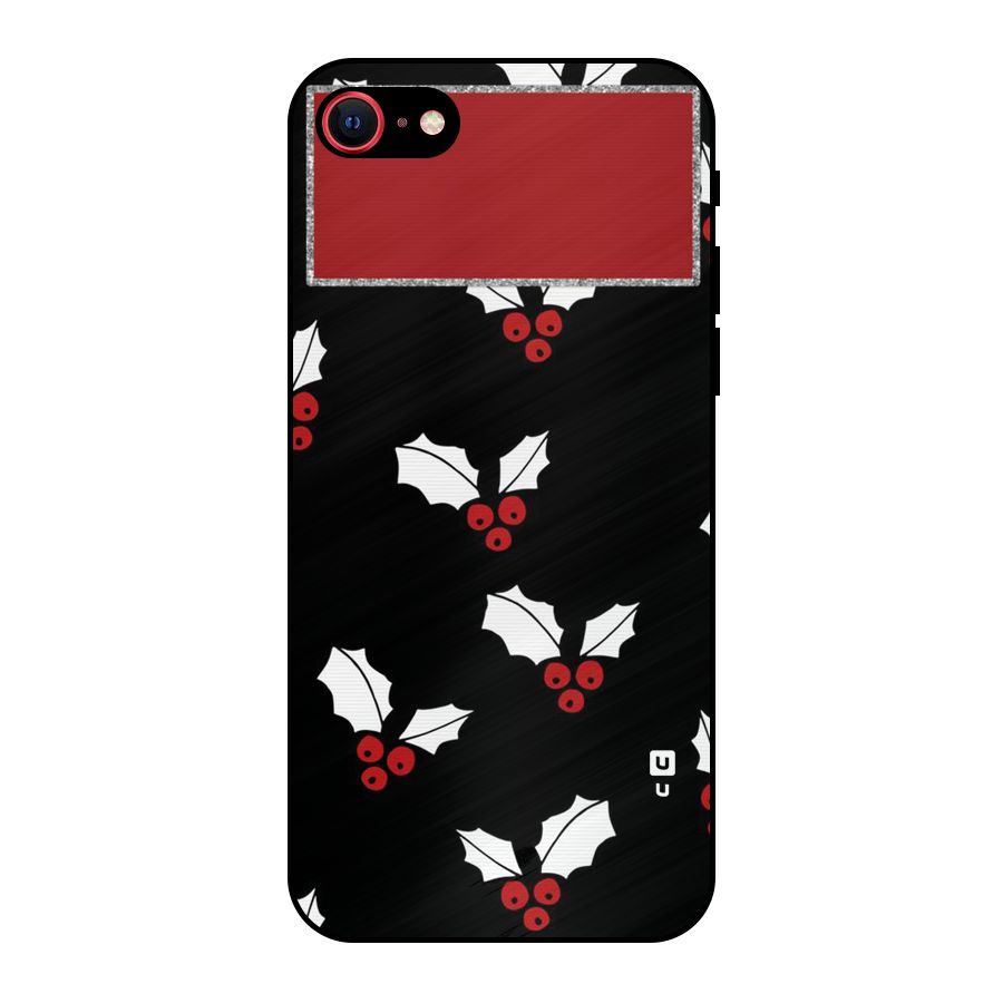 Cherry Leaf Design Metal Back Case for iPhone SE 2022