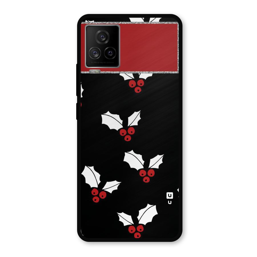 Cherry Leaf Design Metal Back Case for iQOO 7 Legend 5G