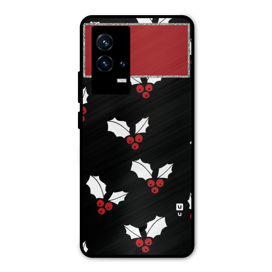 Cherry Leaf Design Metal Back Case for iQOO 9 5G