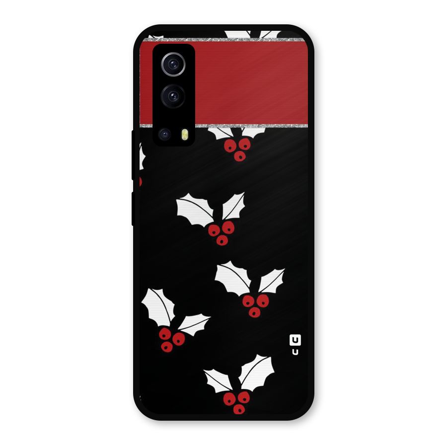 Cherry Leaf Design Metal Back Case for iQOO Z3