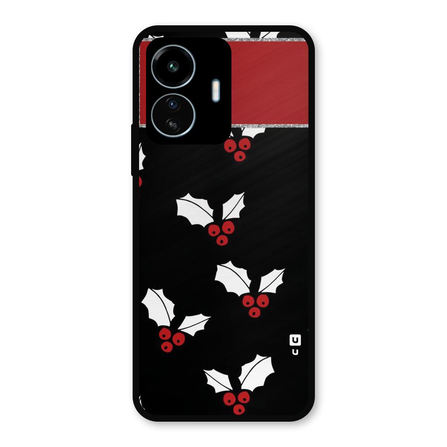 Cherry Leaf Design Metal Back Case for vivo iQOO Z6 Lite 5G