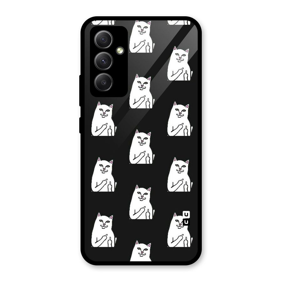 Chill Cat Pattern Glass Back Case for Galaxy A34