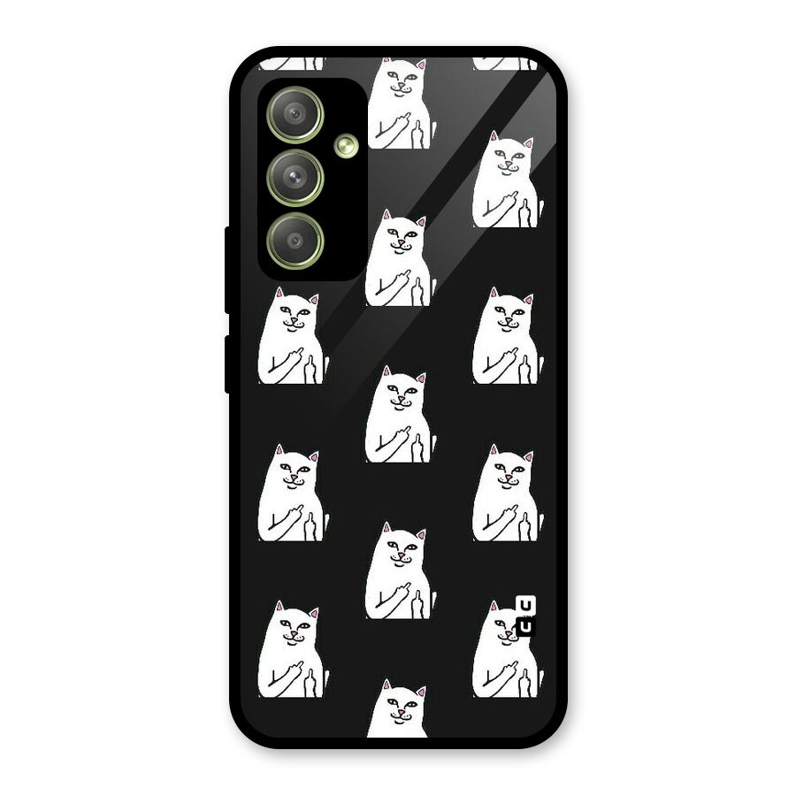Chill Cat Pattern Glass Back Case for Galaxy A54