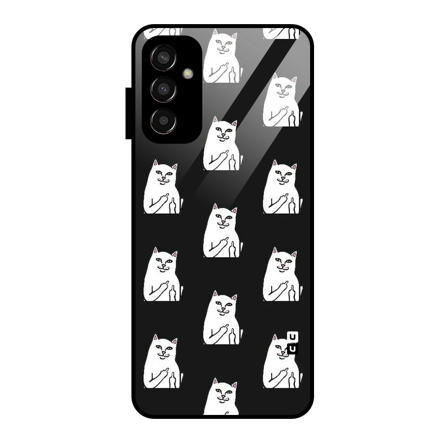 Chill Cat Pattern Glass Back Case for Galaxy F13