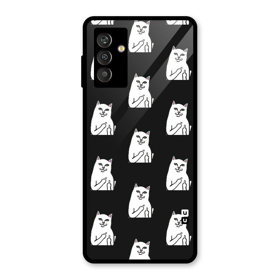 Chill Cat Pattern Glass Back Case for Galaxy M13