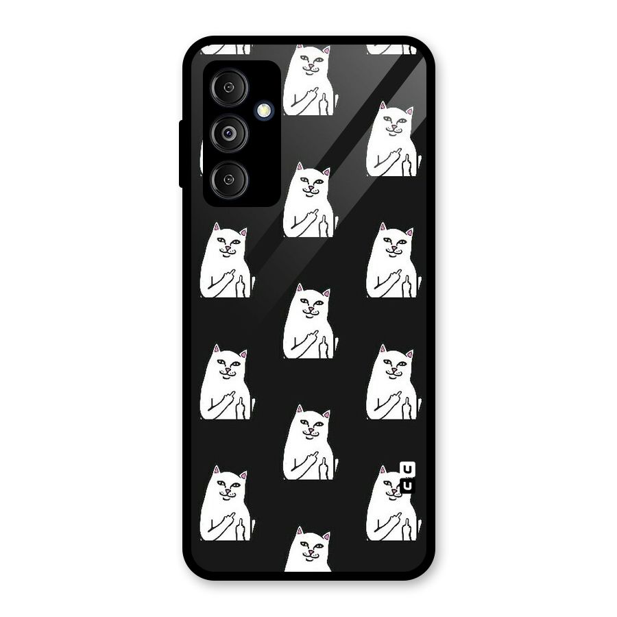 Chill Cat Pattern Glass Back Case for Galaxy M14 5G