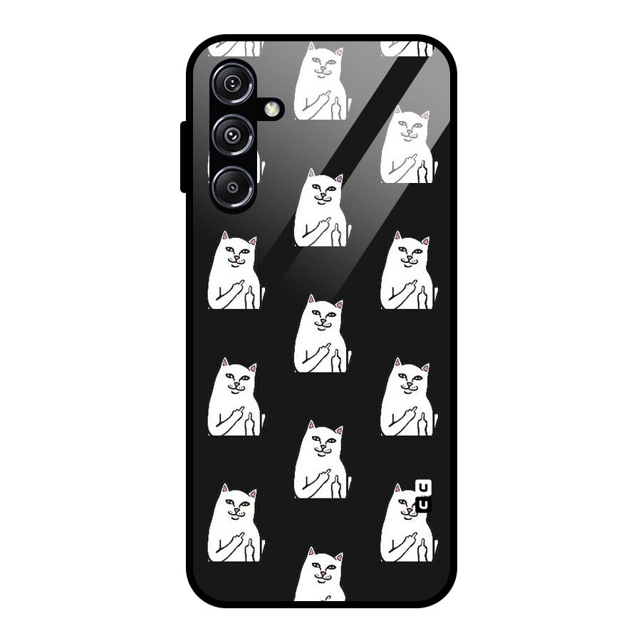 Chill Cat Pattern Glass Back Case for Galaxy M34 5G