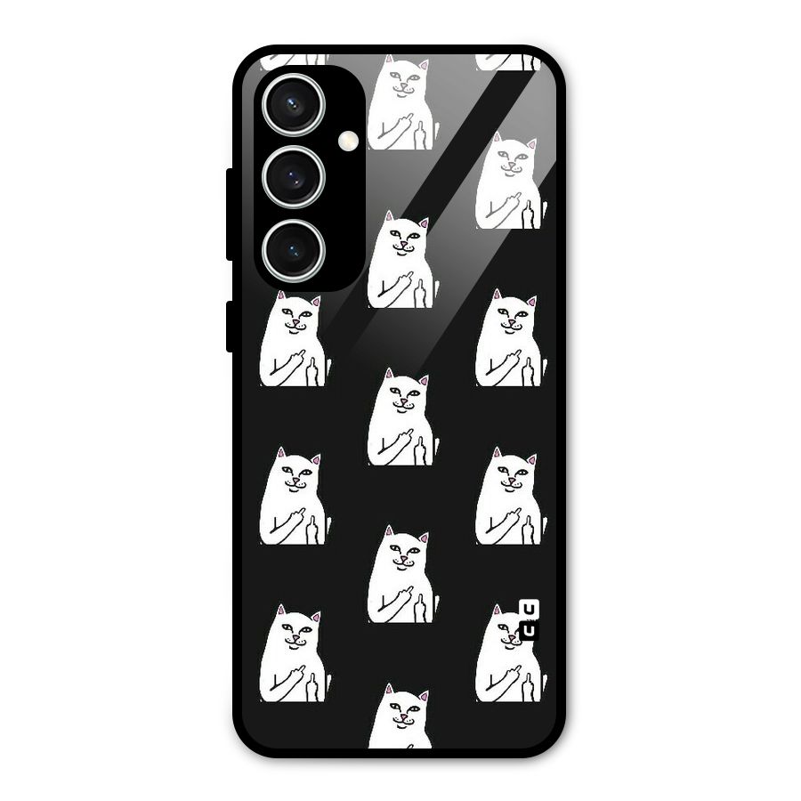 Chill Cat Pattern Glass Back Case for Galaxy S23 FE