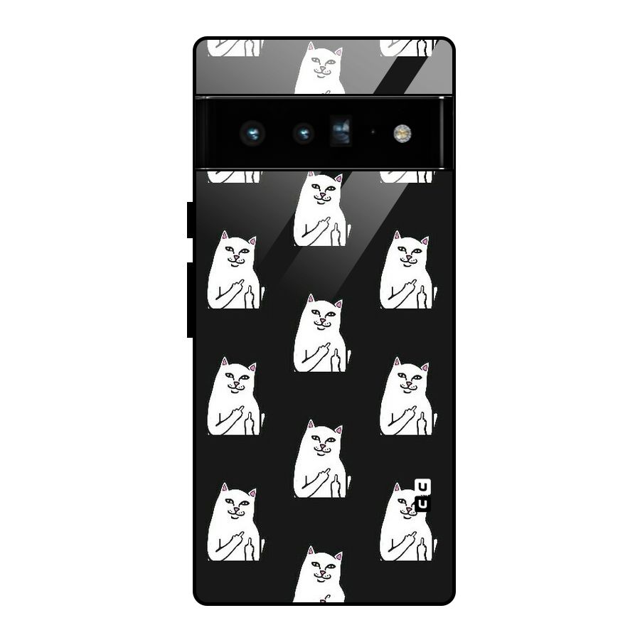 Chill Cat Pattern Glass Back Case for Google Pixel 6 Pro