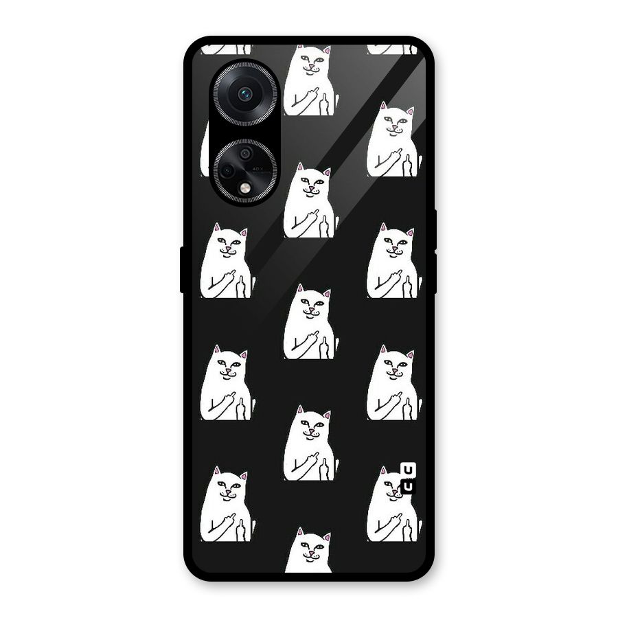 Chill Cat Pattern Glass Back Case for Oppo F23