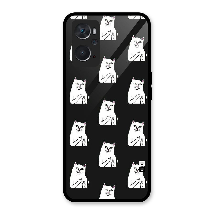 Chill Cat Pattern Glass Back Case for Oppo K10 4G