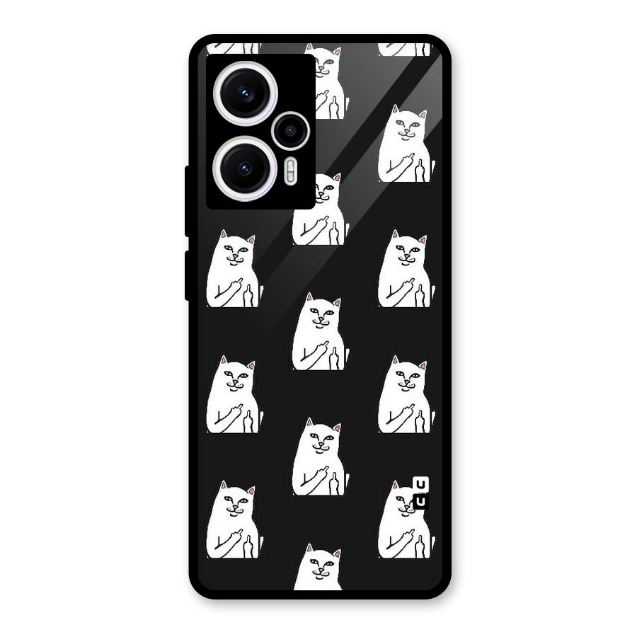 Chill Cat Pattern Glass Back Case for Poco F5