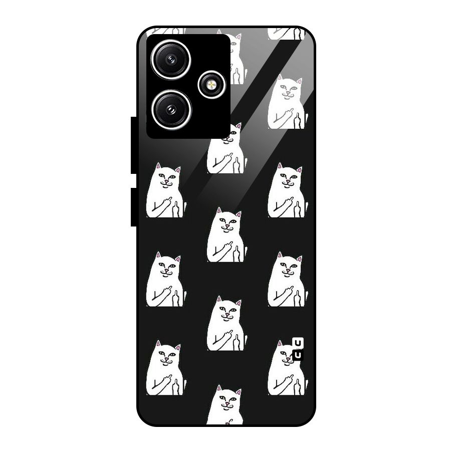 Chill Cat Pattern Glass Back Case for Poco M6 Pro