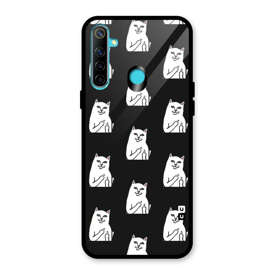 Chill Cat Pattern Glass Back Case for Realme 5