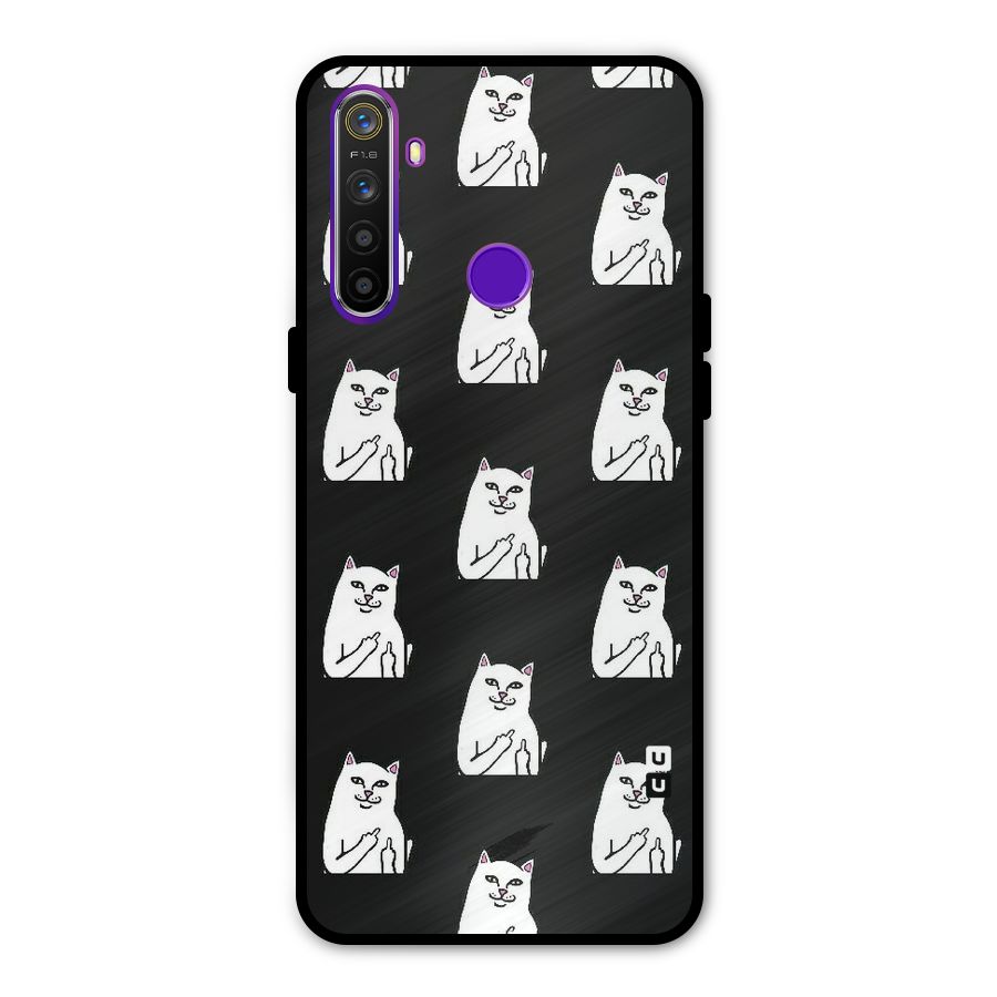 Chill Cat Pattern Glass Back Case for Realme 5s
