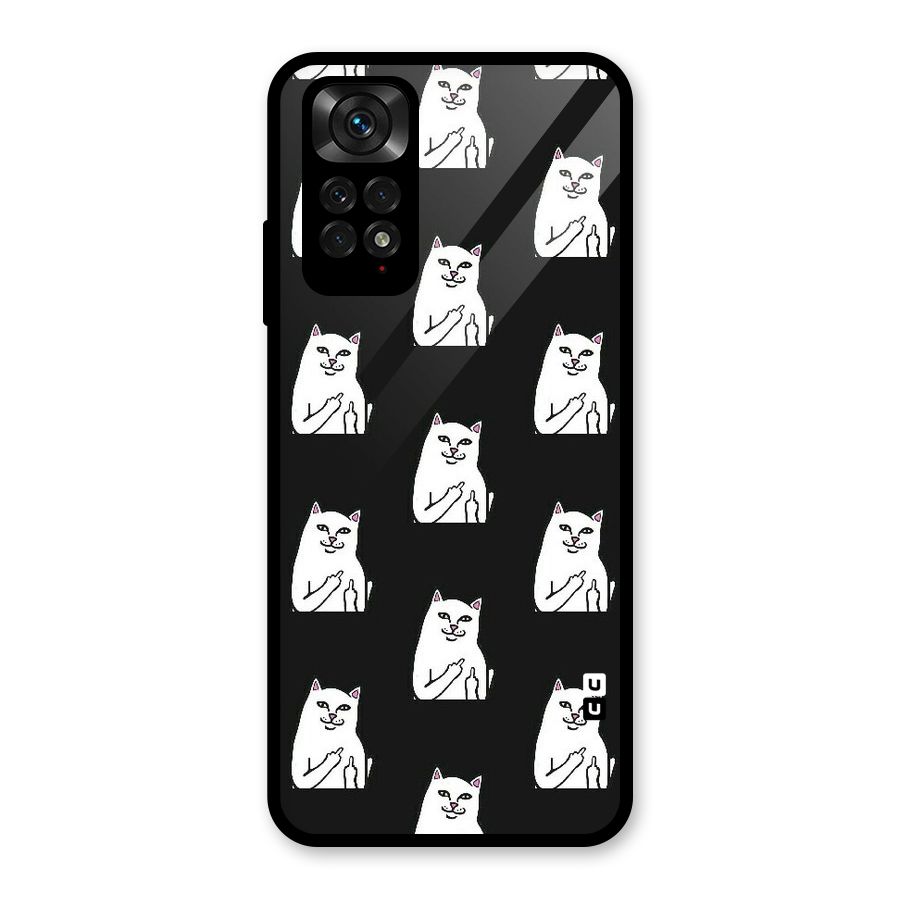 Chill Cat Pattern Glass Back Case for Redmi Note 11S