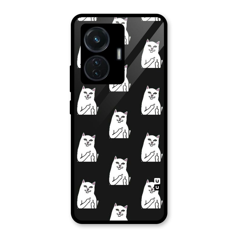 Chill Cat Pattern Glass Back Case for Vivo T1 44W
