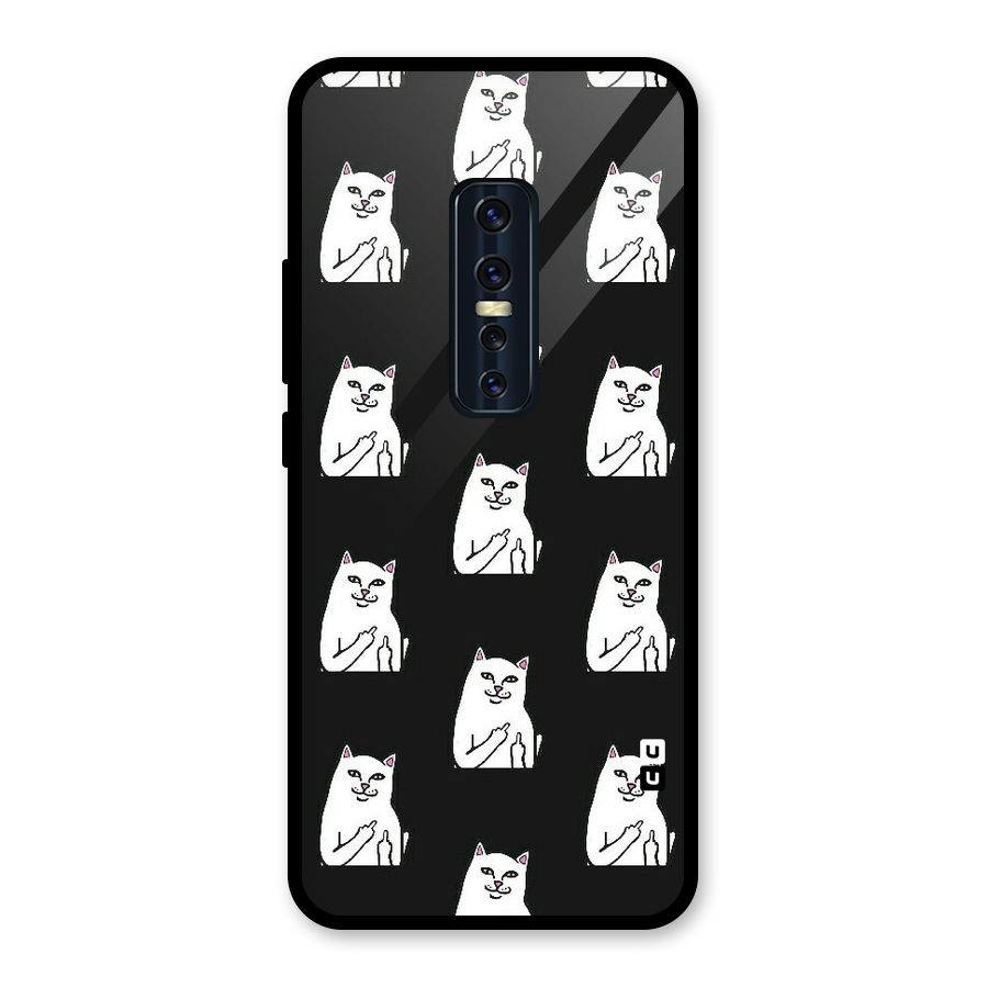 Chill Cat Pattern Glass Back Case for Vivo V17 Pro