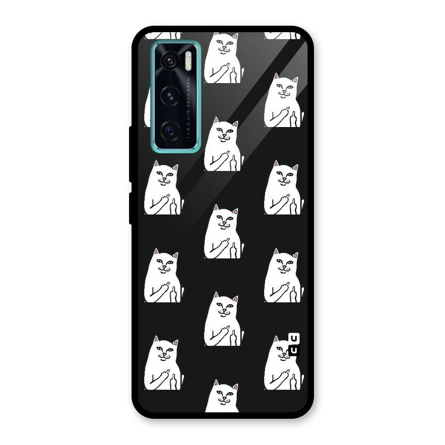 Chill Cat Pattern Glass Back Case for Vivo V20 SE