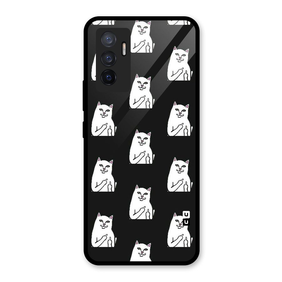 Chill Cat Pattern Glass Back Case for Vivo V23e