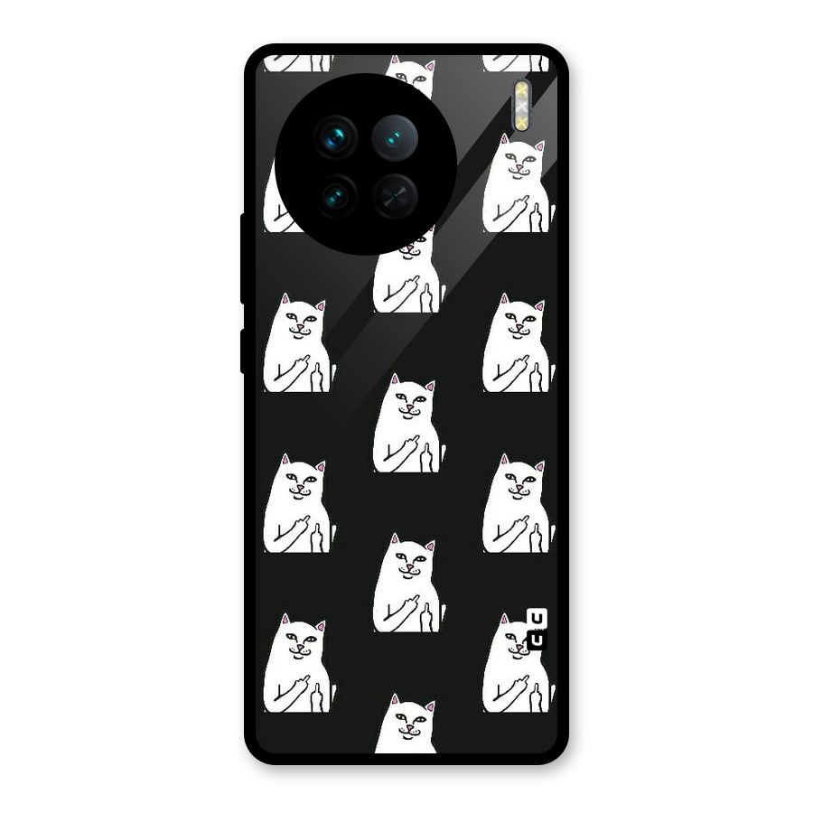 Chill Cat Pattern Glass Back Case for Vivo X90