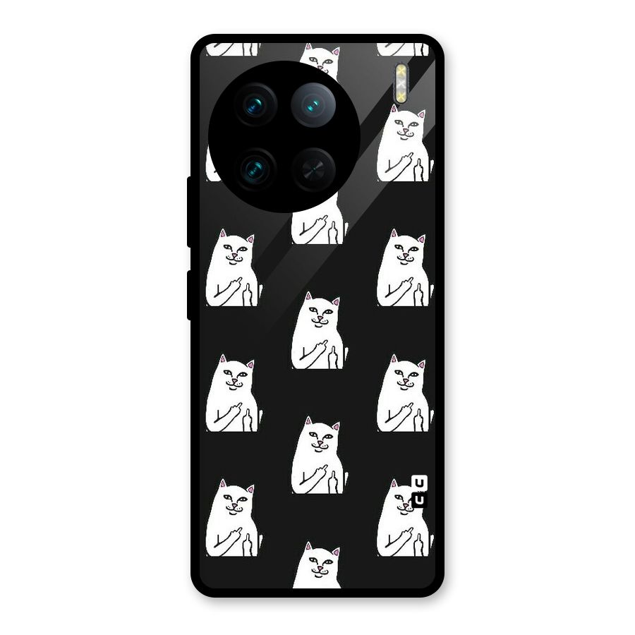 Chill Cat Pattern Glass Back Case for Vivo X90 Pro
