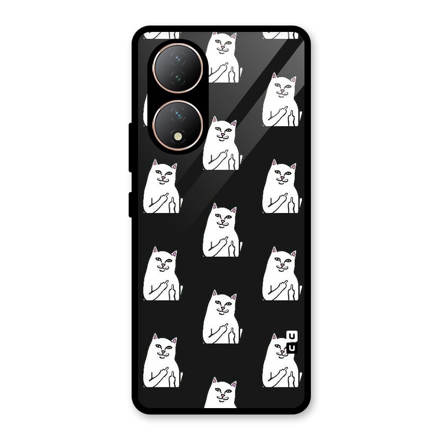 Chill Cat Pattern Glass Back Case for Vivo Y100A