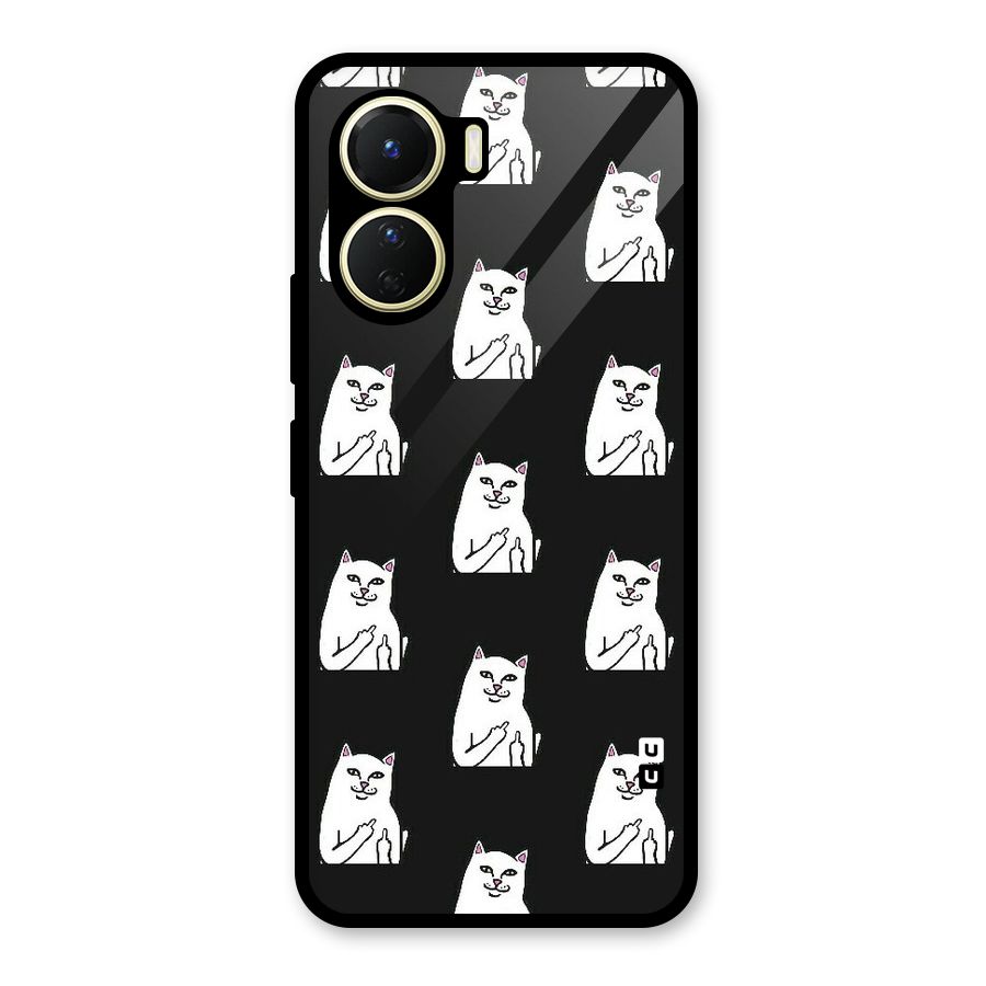 Chill Cat Pattern Glass Back Case for Vivo Y16