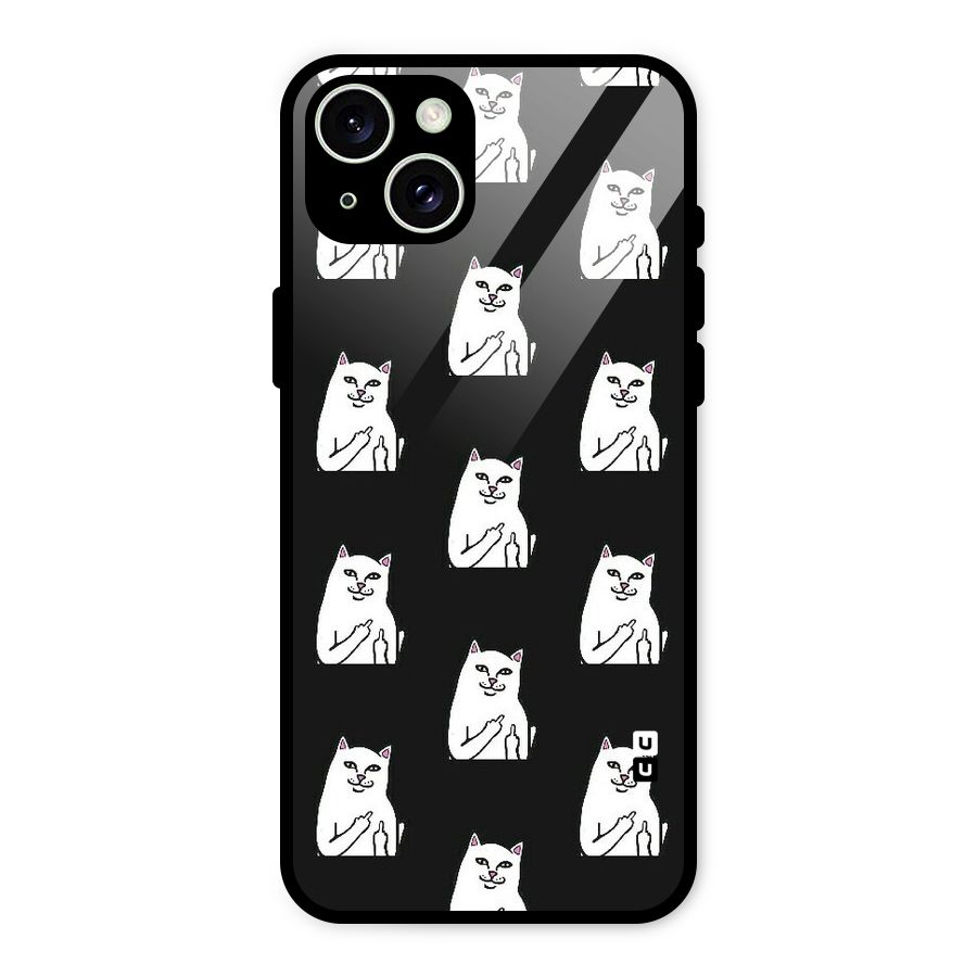 Chill Cat Pattern Glass Back Case for iPhone 15 Plus