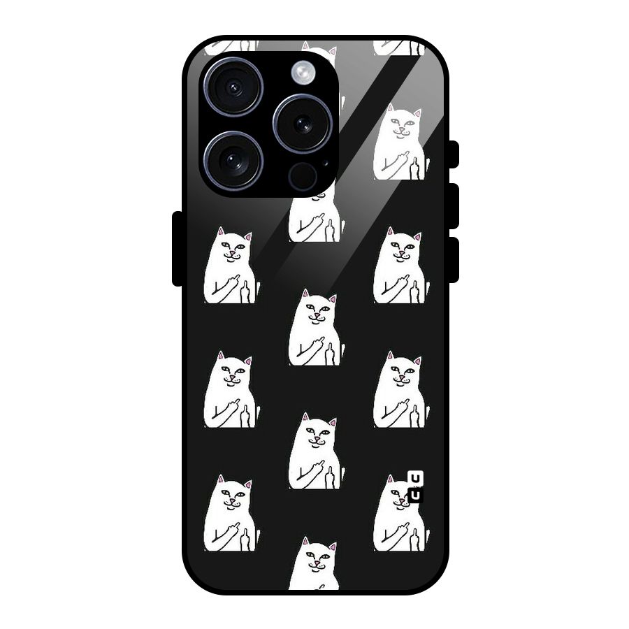Chill Cat Pattern Glass Back Case for iPhone 15 Pro