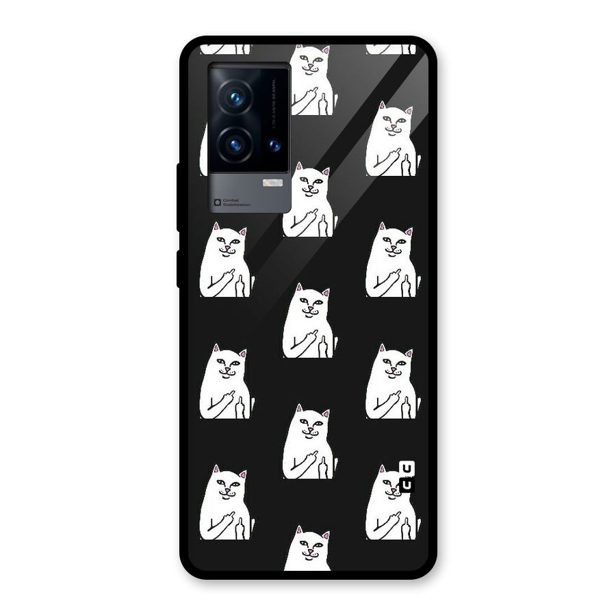 Chill Cat Pattern Glass Back Case for iQOO 9 5G
