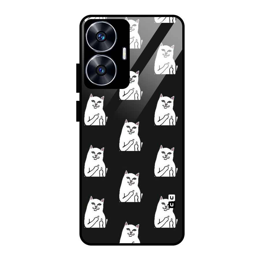 Chill Cat Pattern Glass Back Case for realme C55