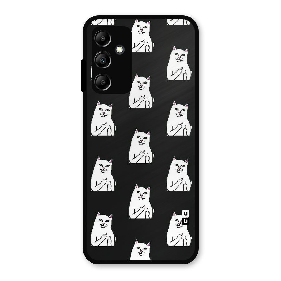 Chill Cat Pattern Metal Back Case for Galaxy A14 5G
