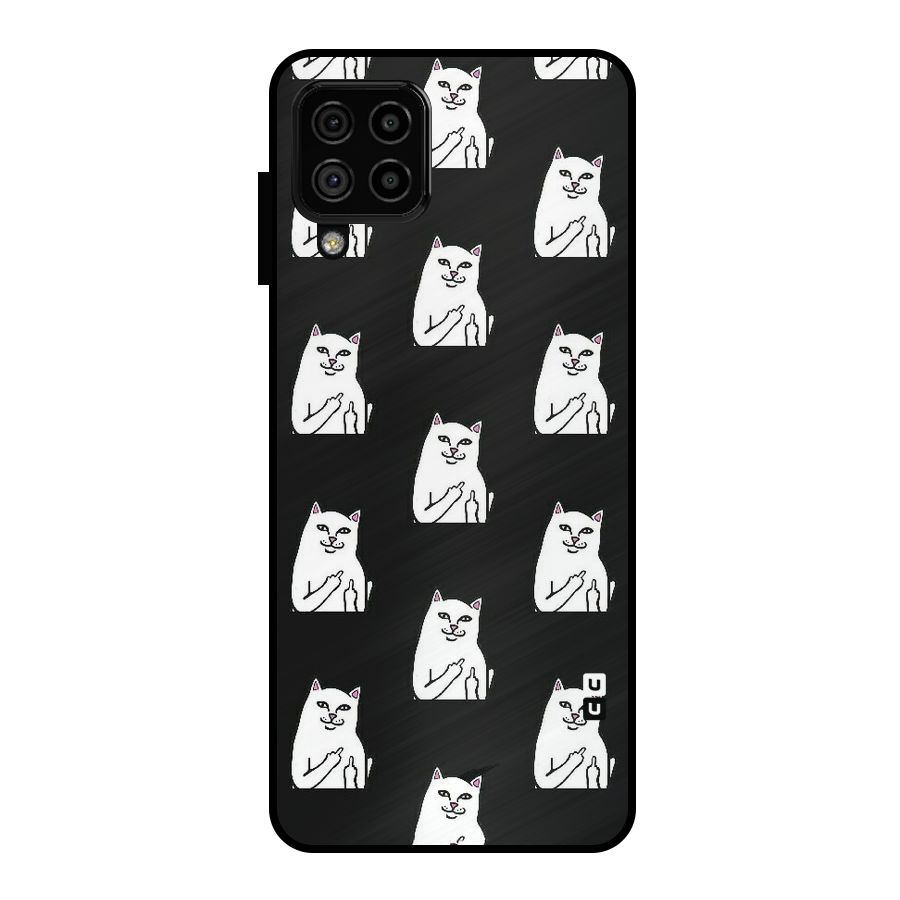 Chill Cat Pattern Metal Back Case for Galaxy A22 4G