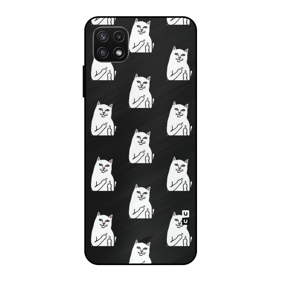 Chill Cat Pattern Metal Back Case for Galaxy A22 5G