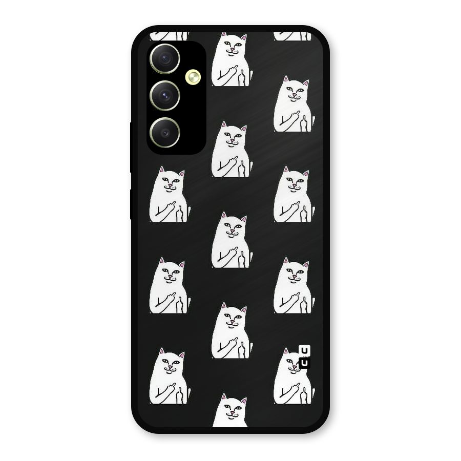 Chill Cat Pattern Metal Back Case for Galaxy A34