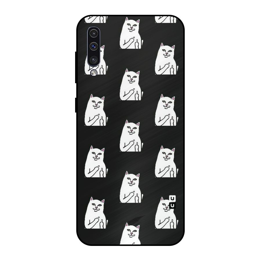 Chill Cat Pattern Metal Back Case for Galaxy A50s