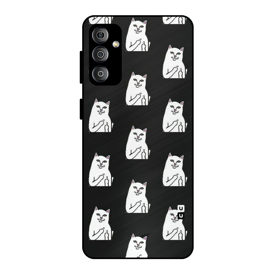 Chill Cat Pattern Metal Back Case for Galaxy F23