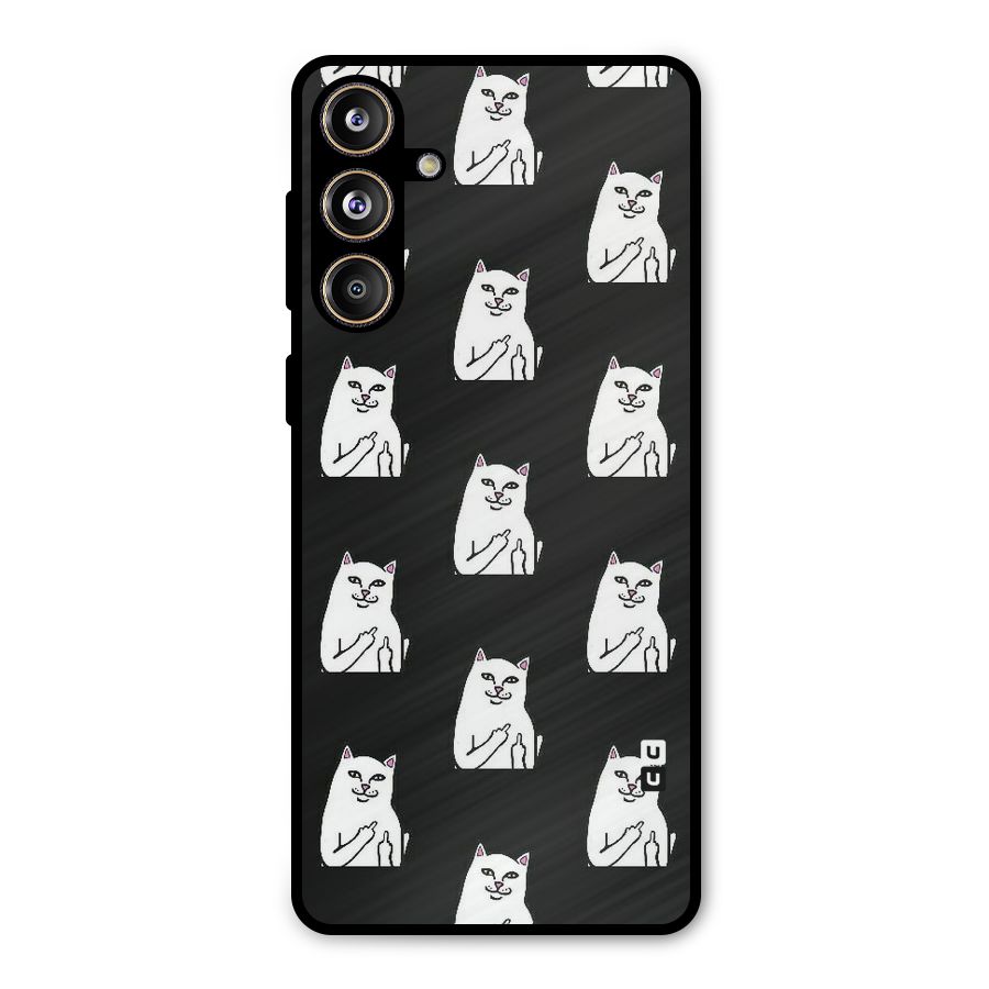 Chill Cat Pattern Metal Back Case for Galaxy F55