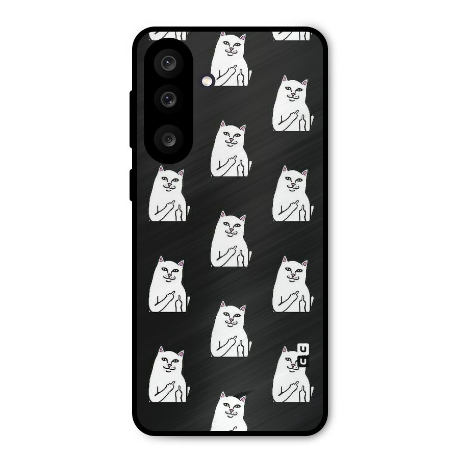 Chill Cat Pattern Metal Back Case for Galaxy F56