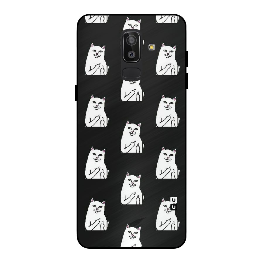 Chill Cat Pattern Metal Back Case for Galaxy J8