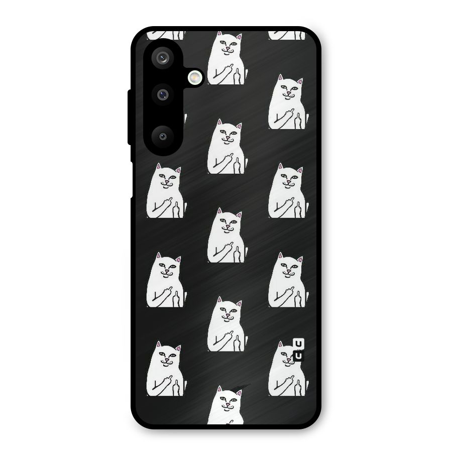 Chill Cat Pattern Metal Back Case for Galaxy M16