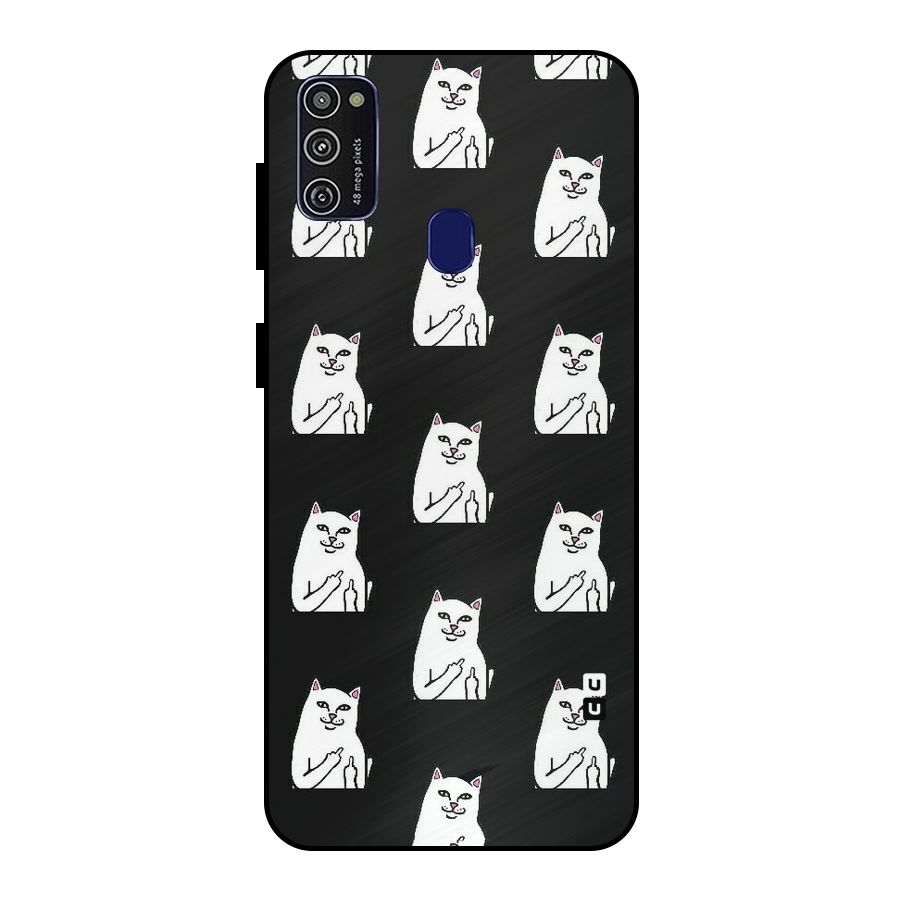 Chill Cat Pattern Metal Back Case for Galaxy M30s