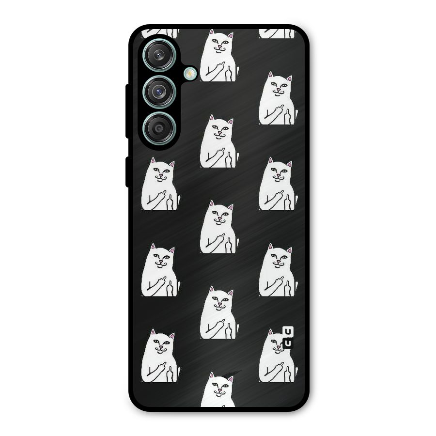 Chill Cat Pattern Metal Back Case for Galaxy M55 5G