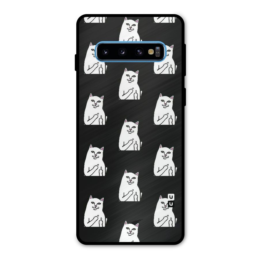 Chill Cat Pattern Metal Back Case for Galaxy S10
