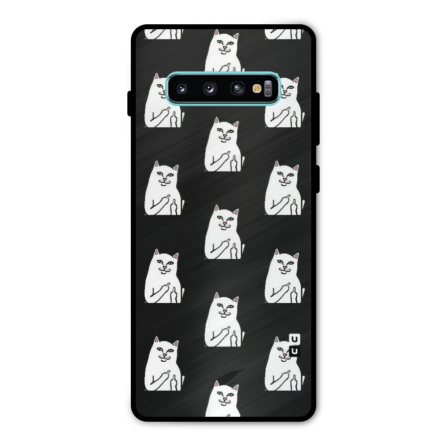 Chill Cat Pattern Metal Back Case for Galaxy S10 Plus